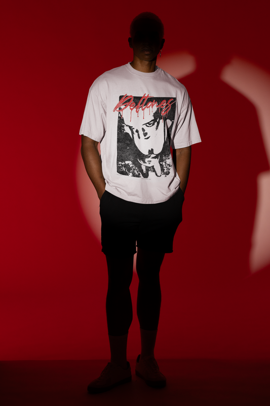 Deftones White & Red Graphic Oversized Tee