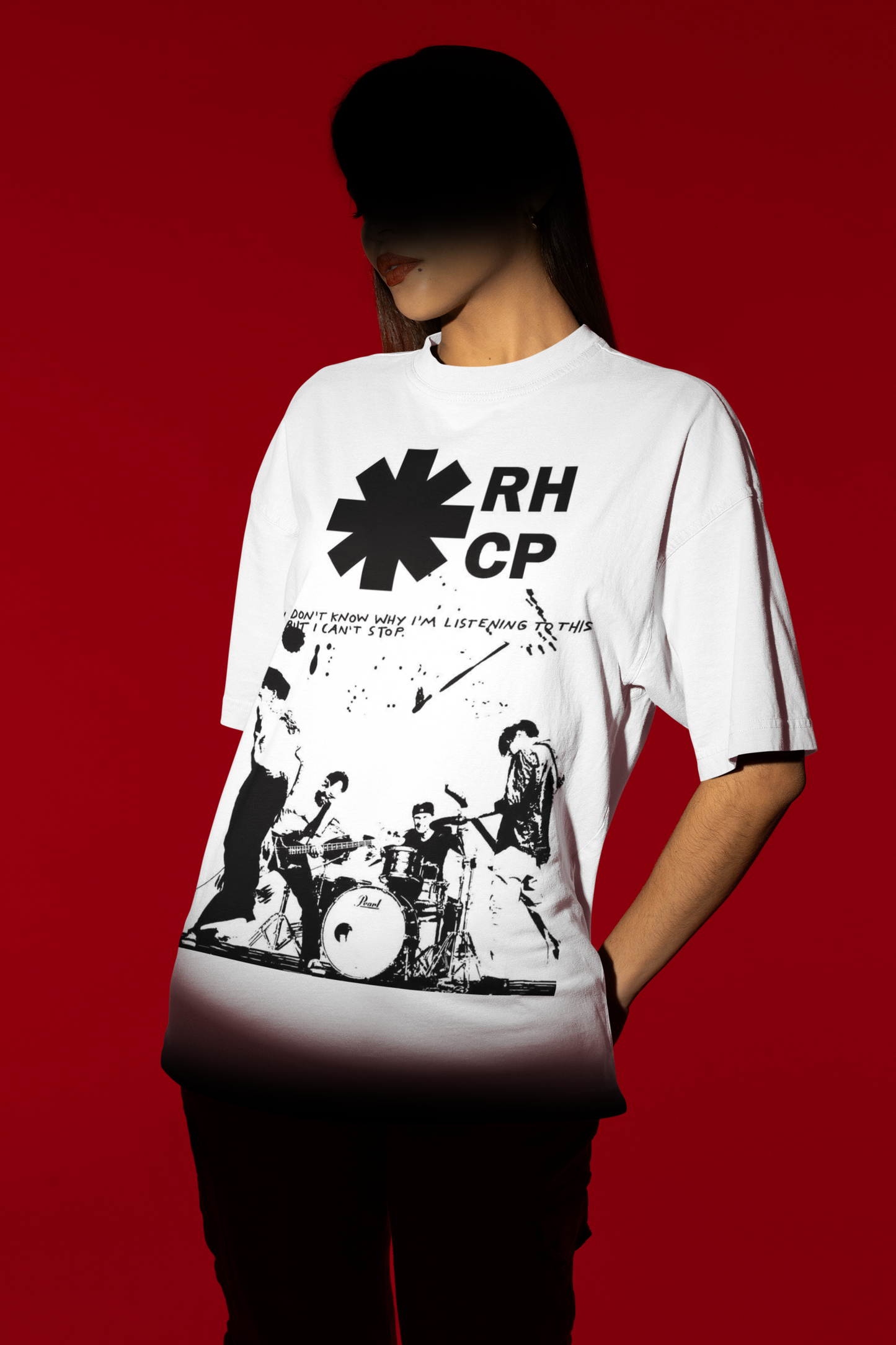RHCP Black & White Graphic Oversized Tee