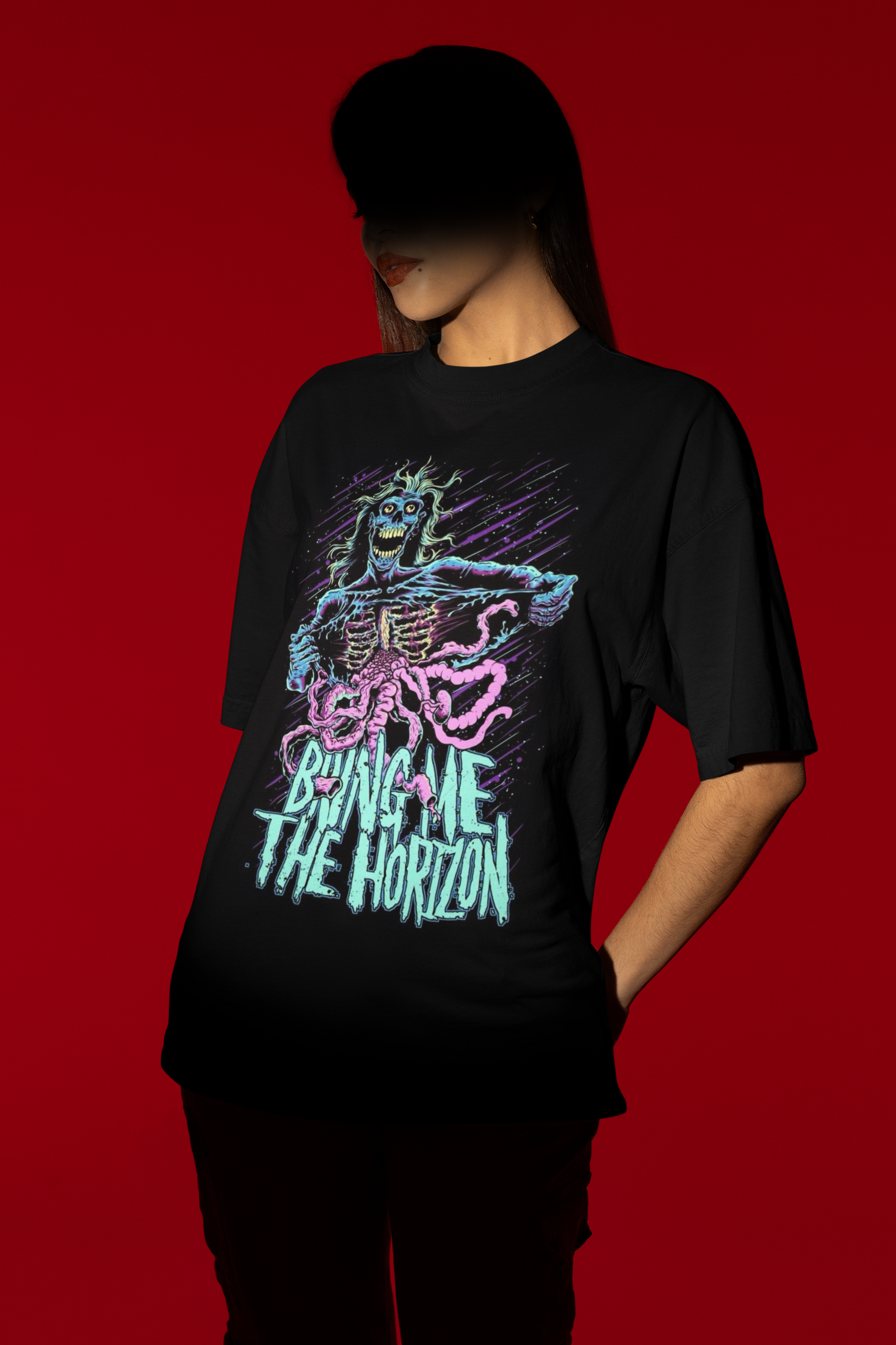 Bring Me The Horizon Blue Graphic Oversized Tee