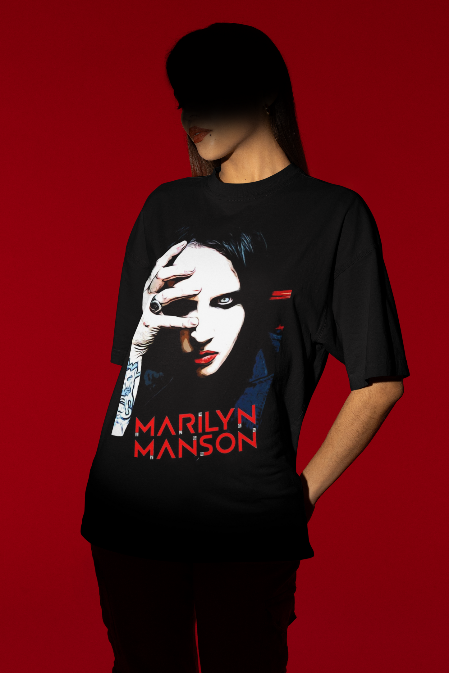 Marilyn Manson II Gothic Portrait Oversized T-Shirt